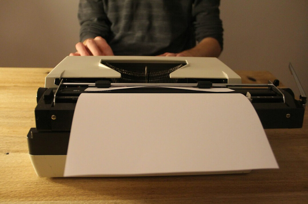 typewriter with paper
