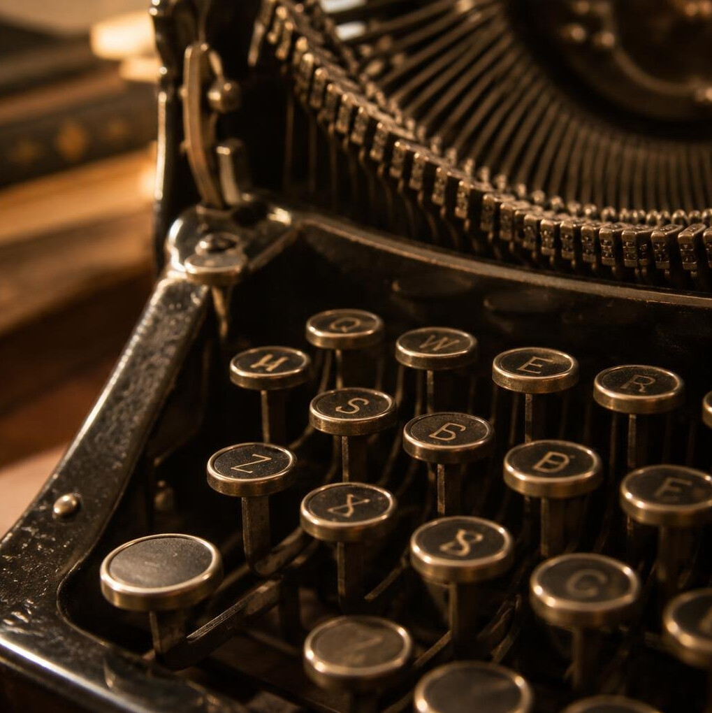 Close-up of a vintage typewriter keys
