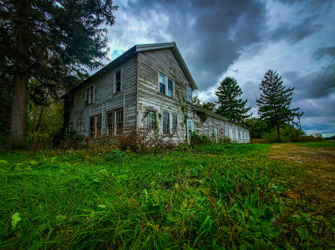 old abandoned house at dusk