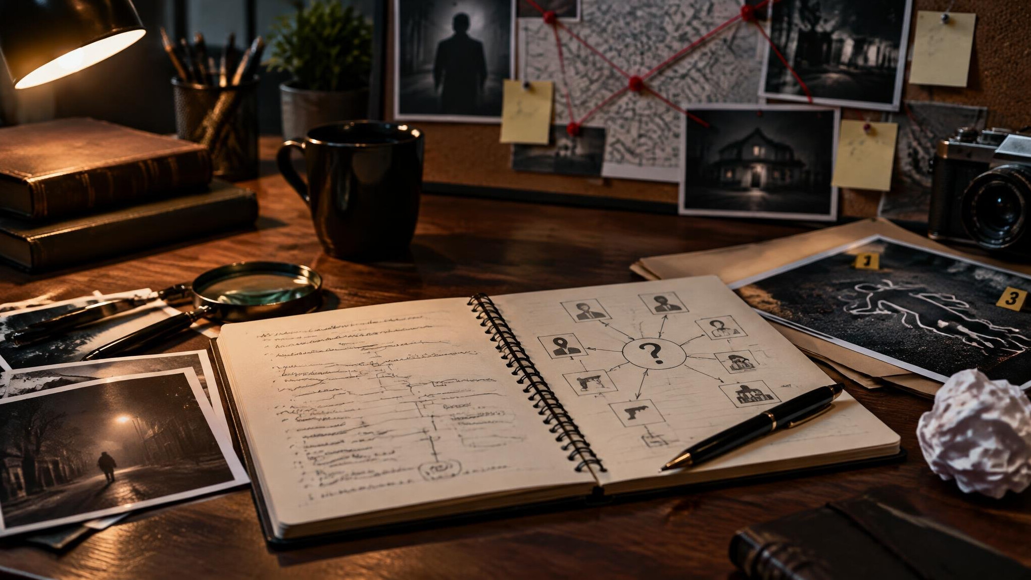 writer planning mystery plot