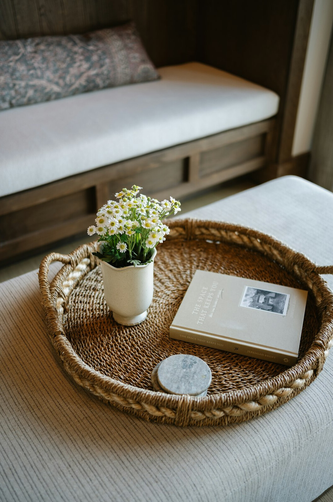 cozy reading nook with book